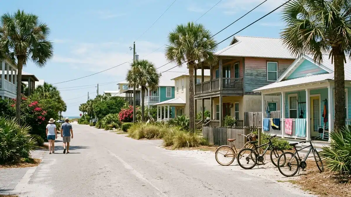 Residential neighborhood streets in Blue Mountain Beach FL near vacation rentals