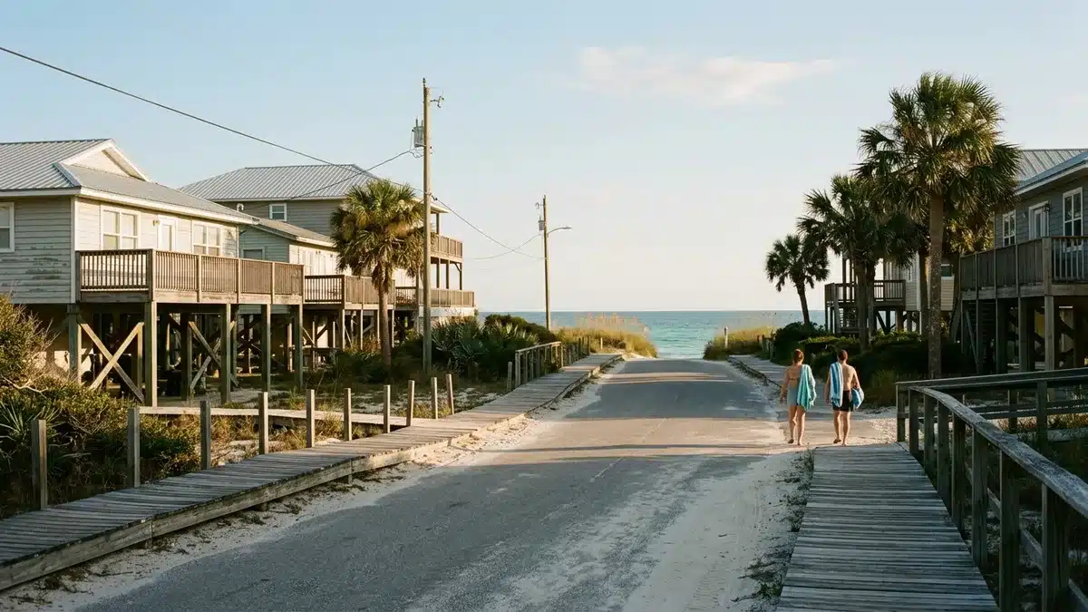 Quiet residential street near vacation rentals Blue Mountain Beach FL