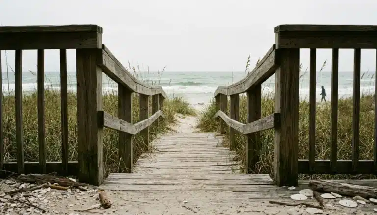 Sandy walkover with scattered shells near Blue Mountain Road, a top spot for shelling beaches near Blue Mountain Beach