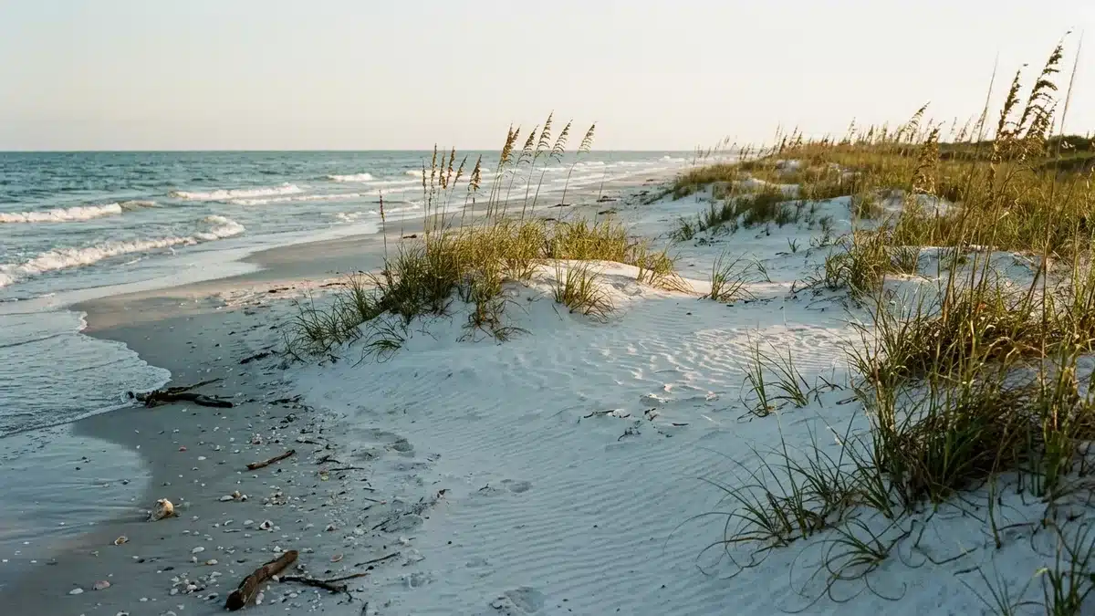 Early morning shell walk, one of the outdoor activities Blue Mountain Beach visitors enjoy