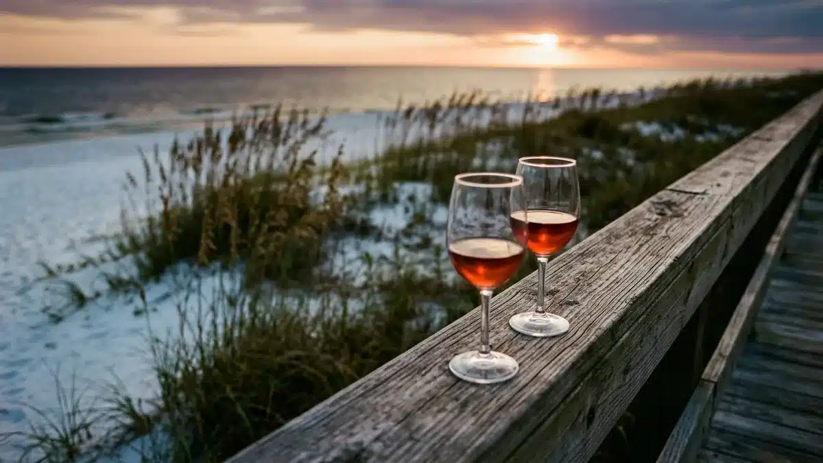 Sunset after wine tasting near Blue Mountain Beach